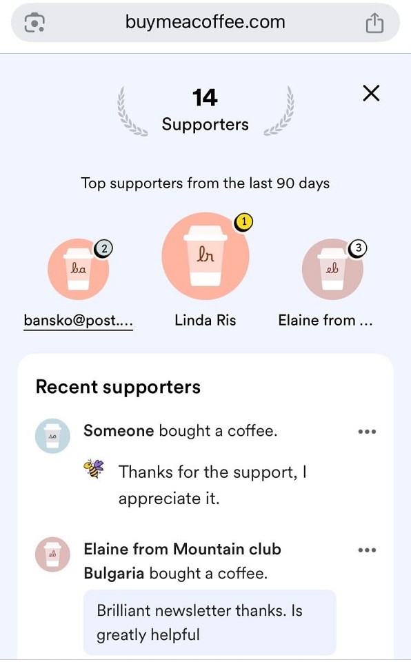 Image of supports to Bansko Buzz Buy Me a Coffee page